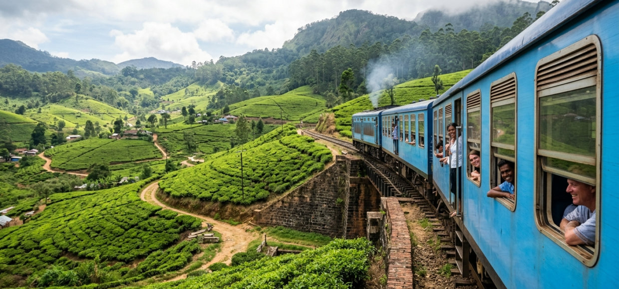 Découvrez le voyage en train Kandy Ella au Sri Lanka un itinéraire panoramique spectaculaire à travers les plantations de thé les viaducs centenaires et les montagnes embrumées